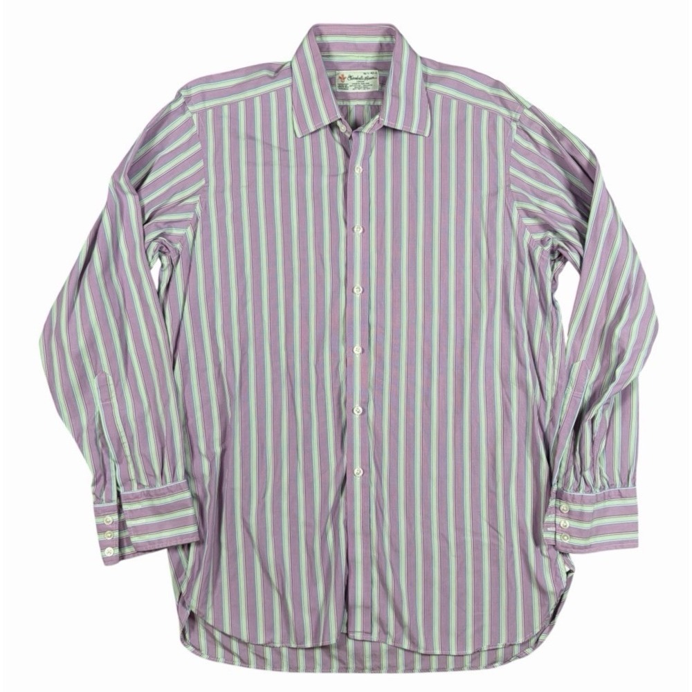 Turnbull & Asser Dress Shirt Mens 16.5-42 Purple Striped Cotton Classic England